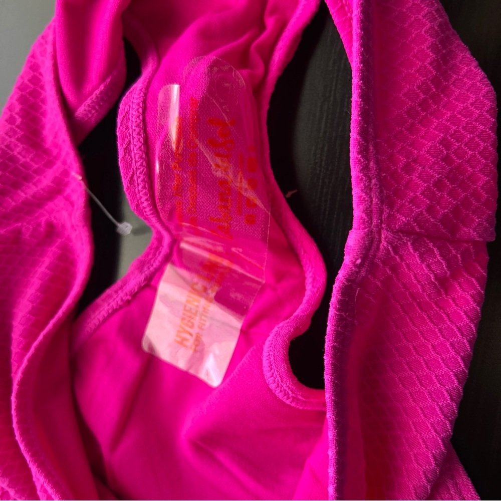 NWT Cabana Del Sol Hot Pink Ring Bandeau Bikini 2pc Set Size Medium  Swim - Picture 4 of 9
